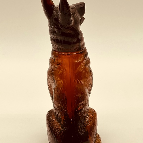 AVON Vintage Amber Pressed Glass, German Shepherd, Aftershave/ Perfume Bottle. - Picture 2 of 4